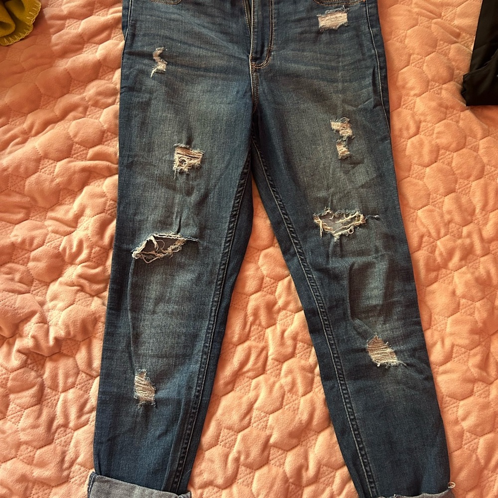 Hollister Blue Super Skinny Ripped Jeans